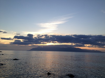 Sunset behind Yakushima